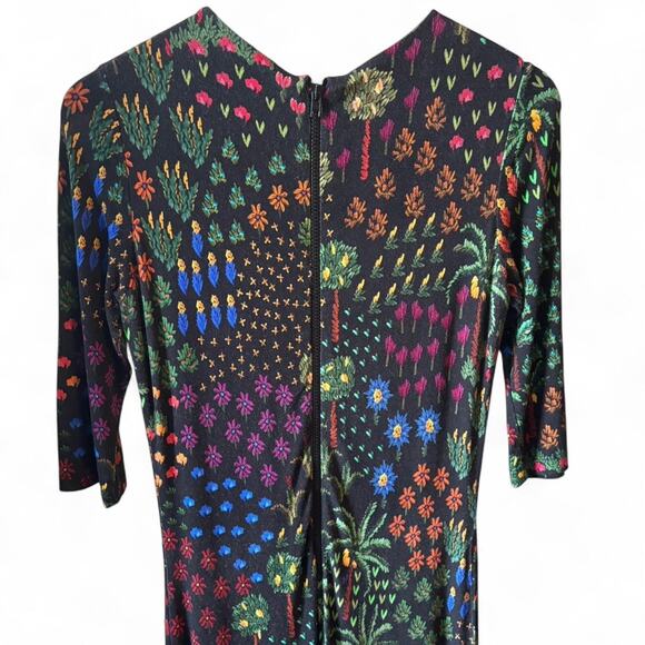 Farm Rio Fruit Garden Jersey Bodycon Midi Dress Black Multicolor Size Small - Picture 5 of 7